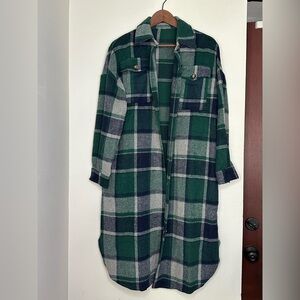 Plaid Green Women's Overshirt Shacket